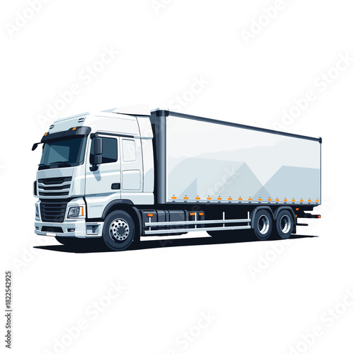 Modern Cargo Truck Box Trailer Vector Illustration