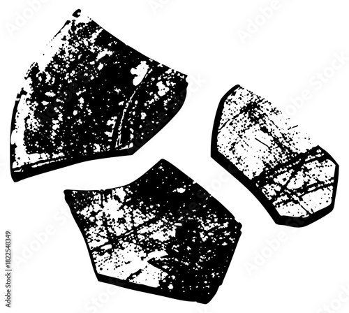 Broken glass fragments display texture in a damaged scene