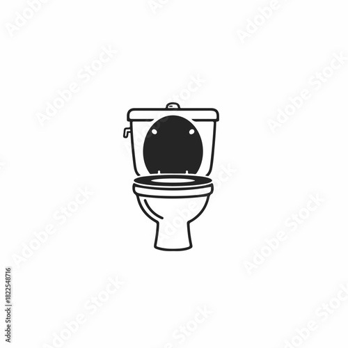 Toilet illustration depicting lavatory bowl for sanitation, hygiene and plumbing on white background. Toilet features simple design.