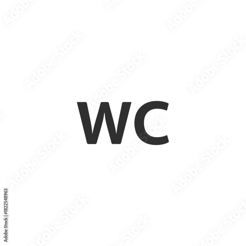 Simple WC sign, simple bathroom indicator on white background, minimal restroom identification. Simple WC, public facilities, and comfort rooms need clear and concise indication.
