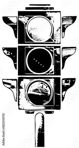 Traffic light illuminates regulation in a city intersection