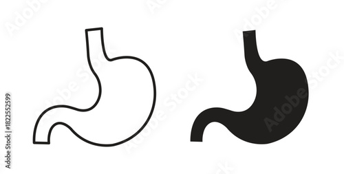 Stomach icon with editable stroke. Thin Line and flat icons for UI designs
