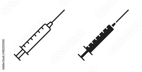 Syringe icon with editable stroke. Thin Line and flat icons for UI designs
