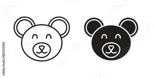 Teddy bear icon with editable stroke. Thin Line and flat icons for UI designs