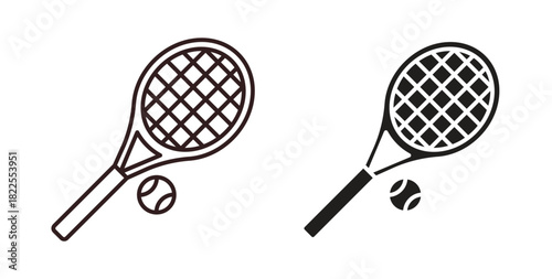 Tennis icon with editable stroke. Thin Line and flat icons for UI designs