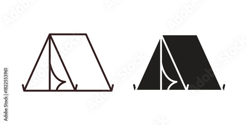 Tent icon with editable stroke. Thin Line and flat icons for UI designs