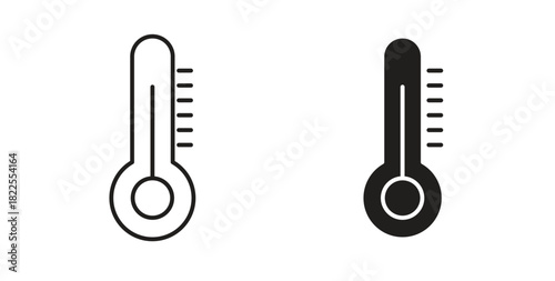 Thermometer icon with editable stroke. Thin Line and flat icons for UI designs