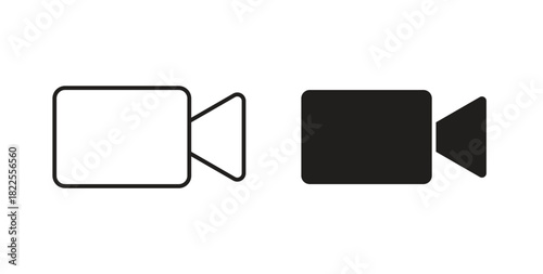 Video call icon with editable stroke. Thin Line and flat icons for UI designs