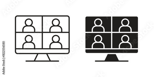 Video chat icon with editable stroke. Thin Line and flat icons for UI designs