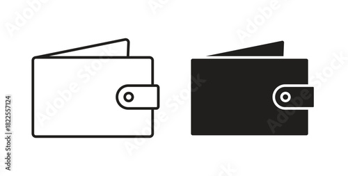 Wallet icon with editable stroke. Thin Line and flat icons for UI designs