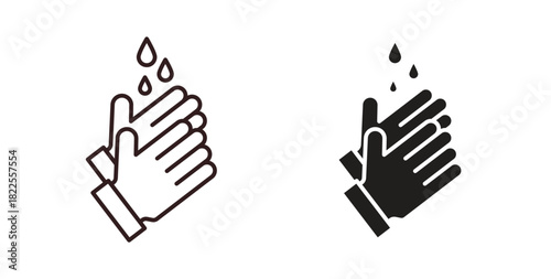 Wash hands icon with editable stroke. Thin Line and flat icons for UI designs