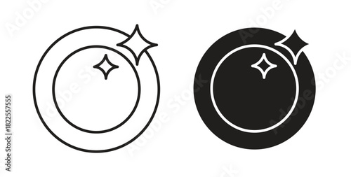 Washing dishes icon with editable stroke. Thin Line and flat icons for UI designs