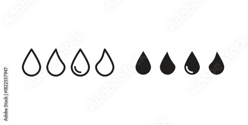 Water drop shape icon with editable stroke. Thin Line and flat icons for UI designs