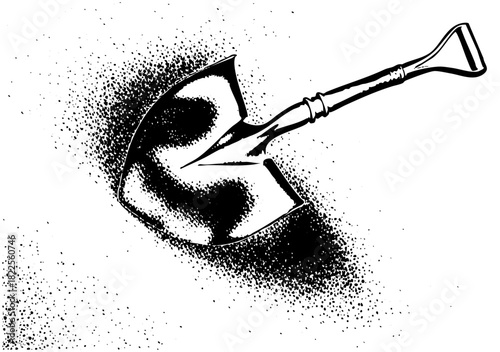 Shovel Digging Hole in Garden