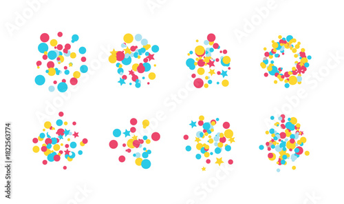 Colorful abstract dot and star patterns collection for festive designs