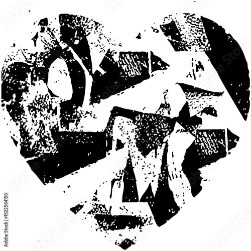 Heart Shape Explodes with Texture in Abstract Design