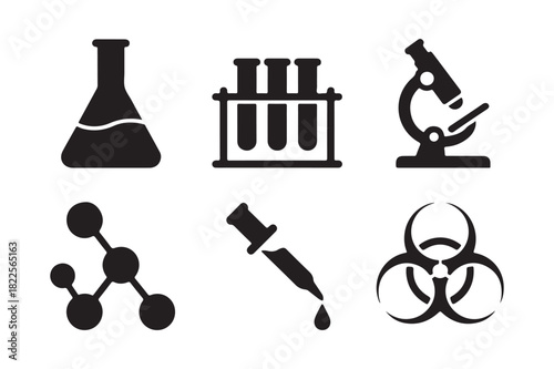 Collection of scientific laboratory and research icons