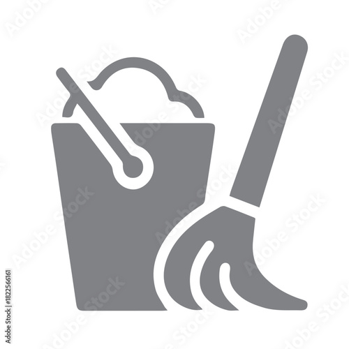 Mop and Bucket Icon