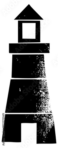 Lighthouse disintegrates dramatically in a seascape