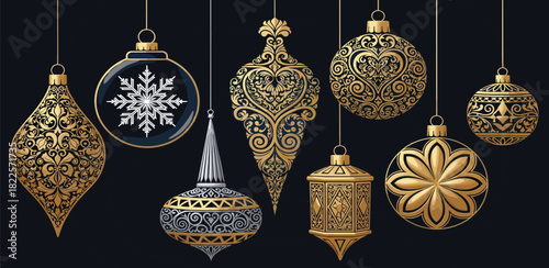 Elegant Christmas Ornaments Intricate Festive Decorations