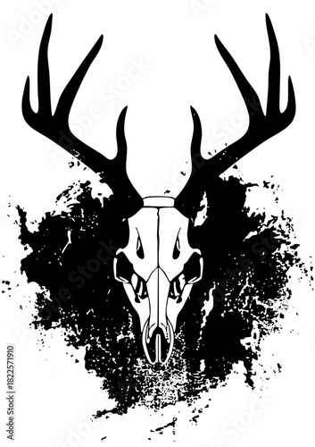 Deer Skull Illustrates Grunge Texture for Hunting Design