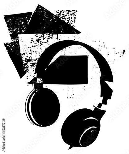 Headphones showcase distressed texture in modern music design