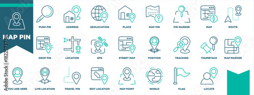 Map Pin Icon Sheet Line Blue