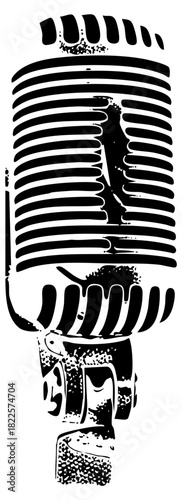 Vintage microphone illustrates sound recording in a music studio