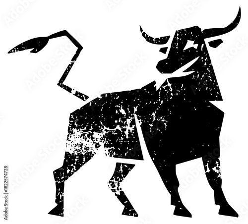 Bull Stands Firmly in Abstract Illustration