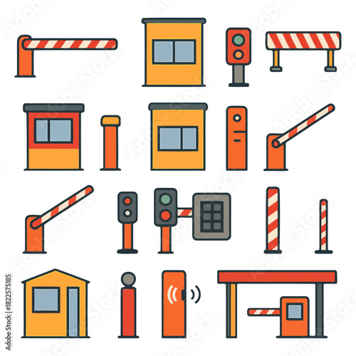 Control Point Collection: A comprehensive set of illustrated elements, showcasing security, access control, and restriction instruments, conveying functionality and protection.