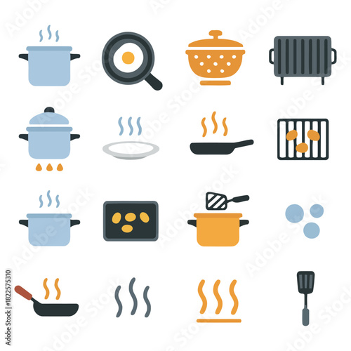 Culinary Collection: A vibrant assortment of essential kitchen cookware and utensils. steaming, simmering, and grilling, a culinary journey through essential kitchen tools.