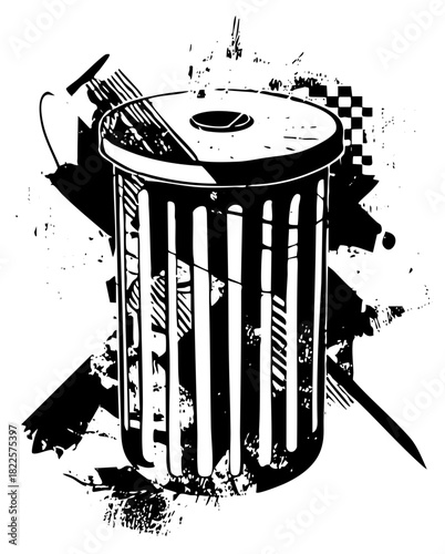 Trash can spills grunge texture