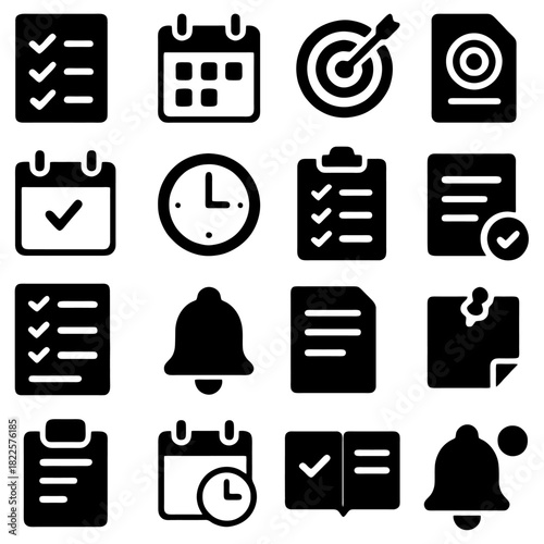 Planning and Organization Icons: A collection of meticulously crafted icons. This image captures the essence of scheduling, planning, and task management.