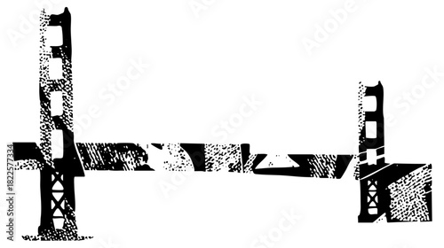 Bridge extends waterway with stippling