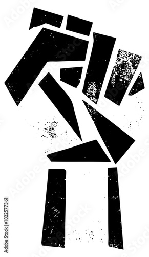 Raised fist protests power in a social movement