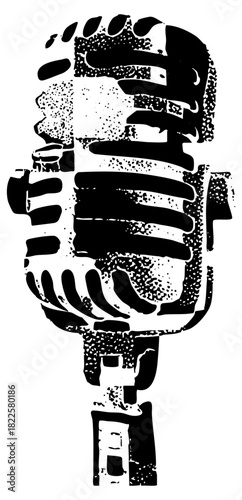 Vintage microphone illustrates recording in a music studio