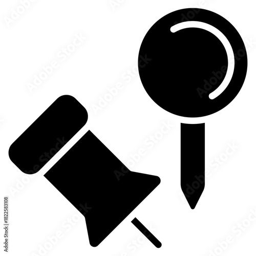 Thumbtack Glyph Black Icon
