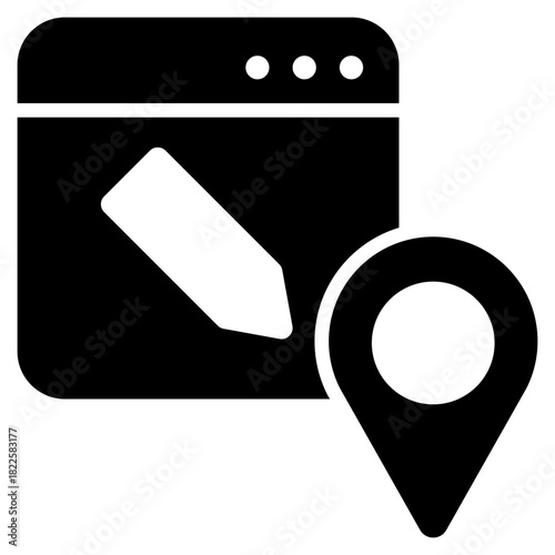 Edit Location Glyph Black Icon