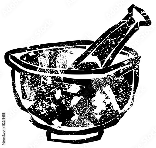 Mortar and Pestle Grinds Ingredients in Apothecary