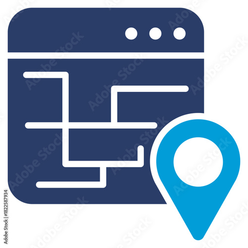 Street Map Glyph Blue Icon