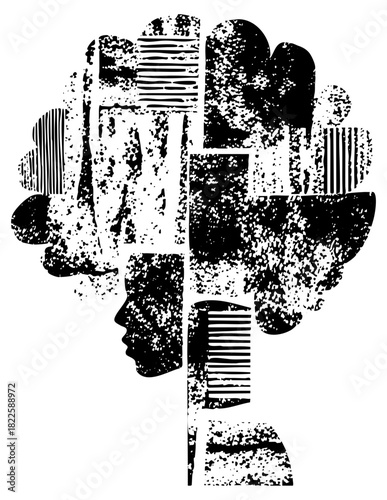 Human head explores abstraction in graphic design