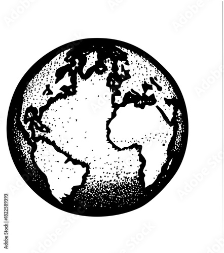Earth illustration rotates within a circular frame