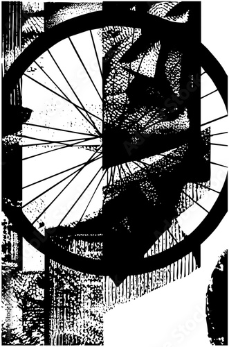 Bicycle wheel rotates through window frame