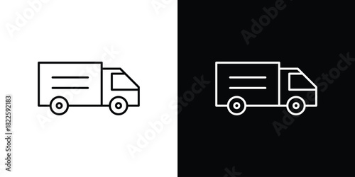 Delivery van icons pack set, ready to use vector