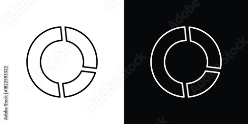 Donut chart icons pack set, ready to use vector