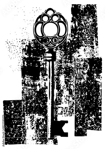 Vintage Key Illustrates Security in Distressed Texture