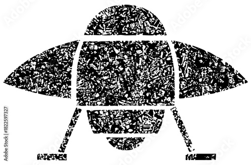 UFO flies over landscape texture