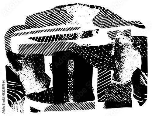 Abstract shapes interact dynamically in a composition