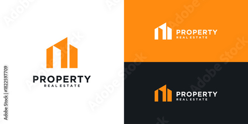 real estate building logo design vector