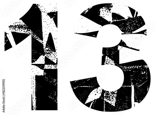 Number Thirteen Grunge Texture for Halloween Design
